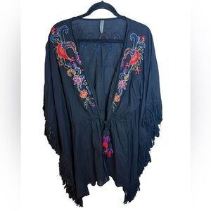 Amoressa Bohemian Black Embroidered Fringe Swim Cover